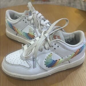 Nike White Sneakers with Rainbow Accents
